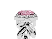 Radiant Cut Floral Halo Engagement Ring Setting for a Fancy Pink Lab-Grown Diamond | Sterling Silver