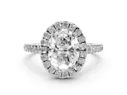 Oval Halo Engagement Ring Setting | Pave Shoulders | Sterling Silver