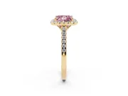 Princess Cut Raised Halo Engagement Ring Setting for a Fancy Pink Lab-Grown Diamond | Yellow Gold