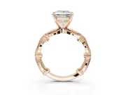 Princess Cut Vintage Milgrain Engagement Ring Setting | Graduated Stations | Rose Gold