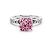 Cushion Cut Pavé Engagement Ring Setting for a Fancy Pink Lab-Grown Diamond | Sterling Silver