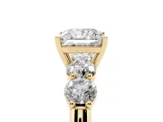 Princess Cut Five Stone Engagement Ring Setting | Prong Set Side Stones | Yellow Gold