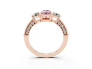 Pear-Shaped Three Stone Engagement Ring Setting for a Fancy Pink Lab-Grown Diamond | Graduated Pave Band | Rose Gold
