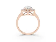 Oval Scalloped Cluster Halo Engagement Ring Setting | Plain Band | Rose Gold