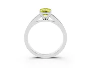 Fancy Yellow Emerald Cut Diamond Solitaire Ring Set in Platinum with Channel-Set Band and Prong Setting