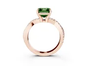 Fancy Green Asscher Cut Diamond Twist Band Solitaire Set in Rose gold with Pavé Accents and Prong Setting