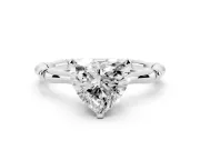 Heart-Shaped Bamboo Solitaire Engagement Ring Setting | Segmented Band | Sterling Silver