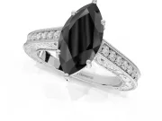 Marquise Vintage Pavé Engagement Ring Setting for a Black Center | Sterling Silver
