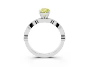 Fancy Yellow Pear Cut Diamond Solitaire Engagement Ring Set in Silver with Milgrain Bezel Accent Band