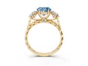 Heart-Shaped Three Stone Engagement Ring Setting for a Fancy Blue Lab-Grown Diamond | Braided Band | Yellow Gold