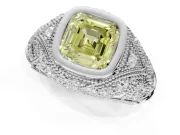 Asscher Cut Vintage Bezel Engagement Ring Setting for a Fancy Yellow Lab-Grown Diamond | Platinum