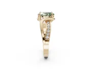 Oval Bypass Solitaire Engagement Ring Setting for a Fancy Green Lab-Grown Diamond | Pavé and Plain Strands | Yellow Gold