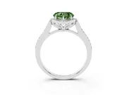 Heart-Shaped Petal Tip Halo Engagement Ring Setting for a Fancy Green Lab-Grown Diamond | Pavé Band | Sterling Silver