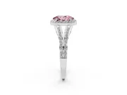 Oval Split Shank Halo Engagement Ring Setting for a Fancy Pink Lab-Grown Diamond | White Gold