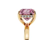 Princess Cut Engagement Ring Setting for a Fancy Pink Lab-Grown Diamond | Hidden Halo | Yellow Gold