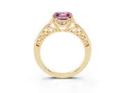 Asscher Cut Floral Pavé Engagement Ring Setting for a Fancy Pink Lab-Grown Diamond | Yellow Gold