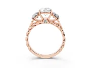 Oval Cut Diamond Three-Stone Ring Set in Rose gold with Braided Band