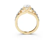 Oval Graduated Side Stone Engagement Ring Setting | Flat Top Band | Yellow Gold