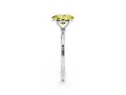 Fancy Yellow Oval Cut Diamond Solitaire Engagement Ring Set in Platinum with Thin Band and Prong Setting