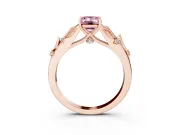 Emerald Cut Leaf Solitaire Engagement Ring Setting for a Fancy Pink Lab-Grown Diamond | Rose Gold
