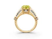 Round Vintage Milgrain Engagement Ring Setting for a Fancy Yellow Lab-Grown Diamond | Hidden Halo | Yellow Gold
