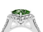 Fancy Green Princess Cut Diamond Halo Engagement Ring Set in Platinum with Split Shank and Prong Setting