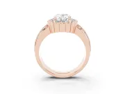 Oval Scalloped Halo Engagement Ring Setting | Double Row Band | Rose Gold