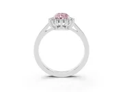 Fancy Pink Pear Cut Diamond Halo Ring Set in Silver with Round Halo and Smooth Solitaire Band