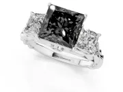 Fancy Black Princess Cut Diamond Three-Stone Ring Set in Silver with Braided Band