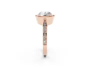 Round Vintage Milgrain Halo Engagement Ring Setting | Side Stones and Pave | Rose Gold