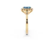 Emerald Cut Starburst Halo Engagement Ring Setting for a Fancy Blue Lab-Grown Diamond | Yellow Gold