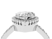 Heart-Shaped Vintage Halo Pavé Engagement Ring Setting | Milgrain Border | Sterling Silver
