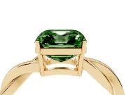 Asscher Cut Twisted Pavé Solitaire Engagement Ring Setting for a Fancy Green Lab-Grown Diamond | Yellow Gold