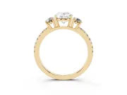 Oval Three Stone Engagement Ring Setting | Pave Shoulders | Yellow Gold
