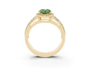 Oval Halo Engagement Ring Setting for a Fancy Green Lab-Grown Diamond | Split Shank | Yellow Gold