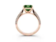 Fancy Green Asscher Cut Diamond Solitaire Engagement Ring Set in Rose gold with Multi-Row Round Pavé Band and Prong Setting