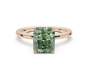Radiant Cut Hidden Halo Ring Setting for a Fancy Green Lab-Grown Diamond | Rose Gold
