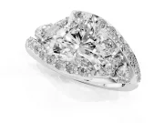 Heart-Shaped Bypass Pavé Engagement Ring Setting | Marquise and Pear Accents | Platinum