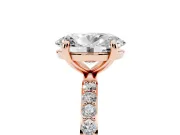 6 Carat Oval Lab-Grown Diamond Solitaire Engagement Ring | Pavé Shoulders | Rose Gold