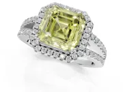 Asscher Cut Halo Engagement Ring Setting for a Fancy Yellow Lab-Grown Diamond | Sterling Silver - Design NV-24717