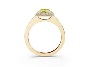 Emerald Cut Pave Halo Engagement Ring Setting for a Fancy Yellow Lab-Grown Diamond | Slim Plain Band | Yellow Gold