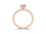 Fancy Pink Pear Cut Diamond Pavé Band Solitaire Set in Rose gold with Prong Setting