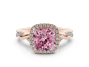 Cushion Cut Twist Halo Engagement Ring Setting for a Fancy Pink Lab-Grown Diamond | Rose Gold