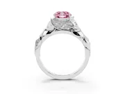 Cushion Cut Leaf Bypass Engagement Ring Setting for a Fancy Pink Lab-Grown Diamond | Sterling Silver