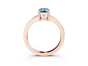 Fancy Blue Emerald Cut Diamond Solitaire Ring Set in Rose gold with Prong Head and Smooth Polished Band