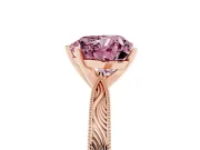Heart-Shaped Engraved Engagement Ring Setting for a Fancy Pink Lab-Grown Diamond | Rose Gold