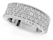 Round Lab-Grown Diamond Wide Pavé Wedding Band | Milgrain Edges | Platinum
