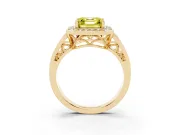 Asscher Cut Halo Engagement Ring Setting for a Fancy Yellow Lab-Grown Diamond | Channel-Set Split Shank | Yellow Gold