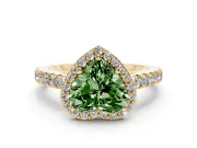 Heart-Shaped Halo Pavé Engagement Ring Setting for a Fancy Green Lab-Grown Diamond | Yellow Gold