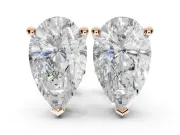 Radiant Cut Lab-Grown Diamond Solitaire Basket Stud Earrings | Open Gallery | Rose Gold